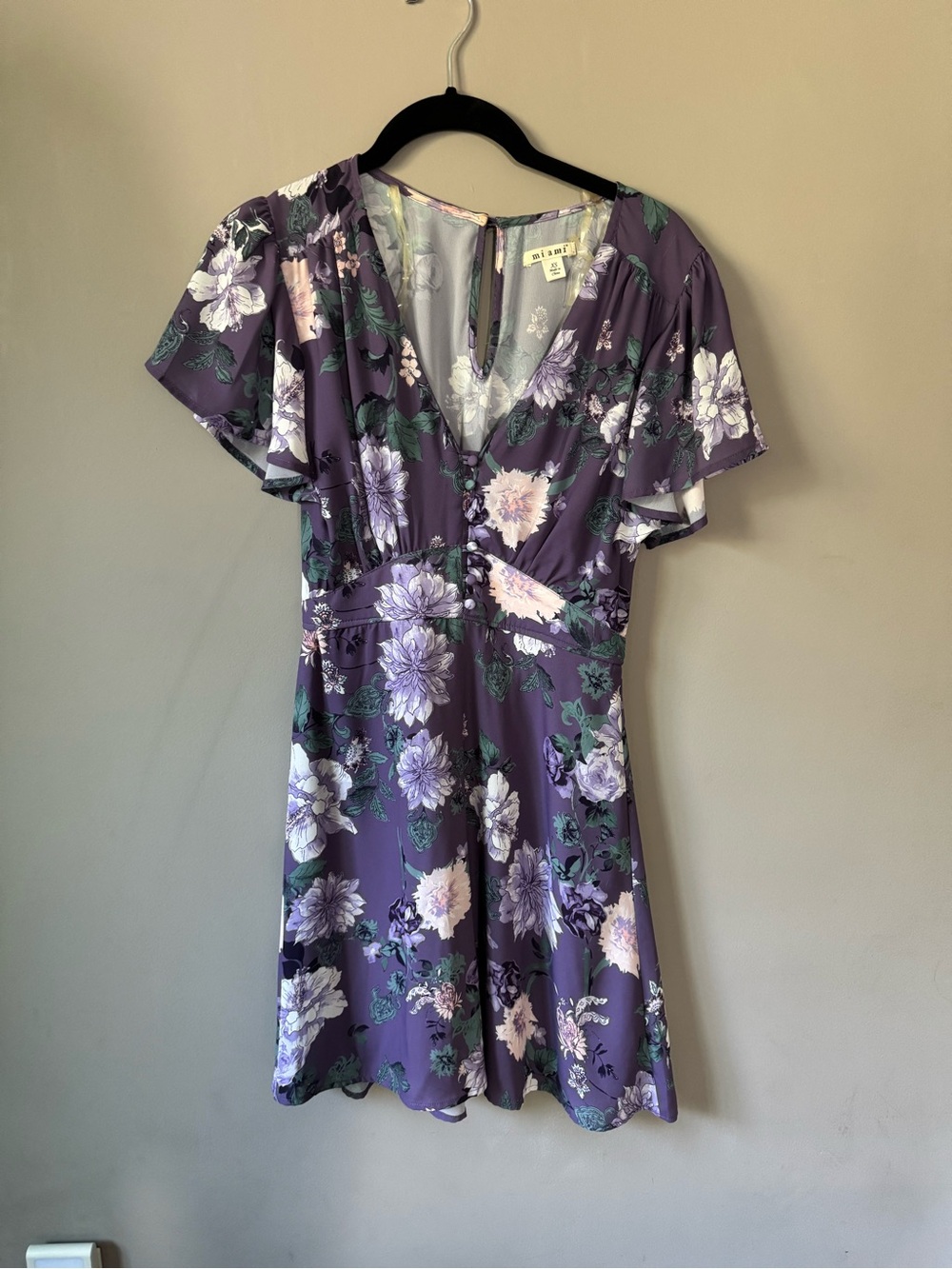 Purple Floral V‑Neck Mini Dress